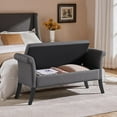 thumbnail image 1 of OWNEN Ottoman with Storage, 52" Storage Ottoman Bench with Safety Hinge, Upholstered Bench with Seating for Bedroom, Living Room, Holds up to 661 lb, Dark Gray,Polyester, 1 of 8