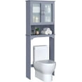 thumbnail image 1 of OWNEN Over The Toilet Storage Cabinet, Free Standing Toilet Rack with Adjustable Shelves and Tempered Glass Doors for Bathroom Washroom, Grey, 1 of 8