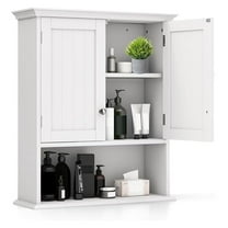OWNEN Space-Saving Wall Mount Cabinet, Over The Toilet Storage Cabinet with Adjustable Shelf, 2-Door Bathroom Storage Organizer, 7.5" D x 23.5" W x 30" H