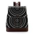 OWNFEELING Black Twisted Spiral Pattern Cool PU Leather Backpack with