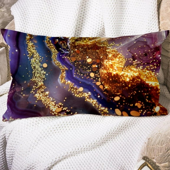 OWNFEELING Home Decor Gorgeous Purple Gold Pattern Luxurious Velvet Bed Pillow with Unique Patterns - Throw Pillow Covers