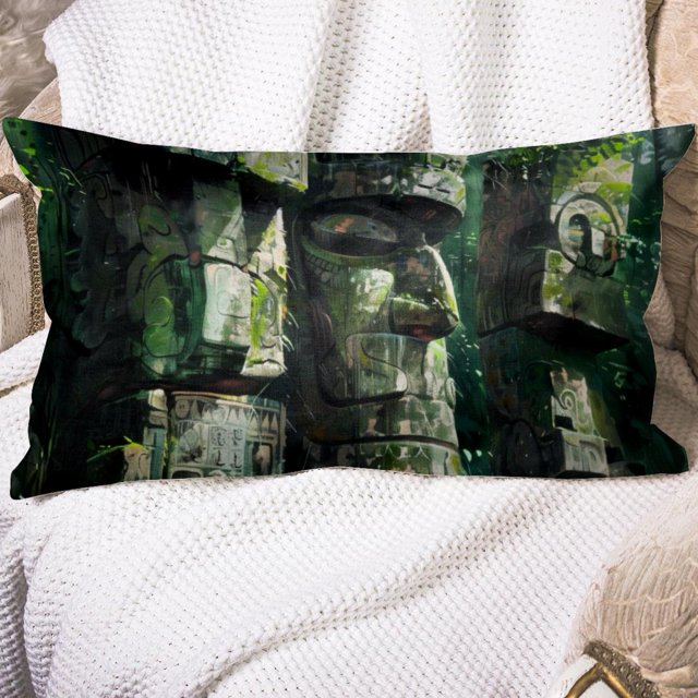 OWNFEELING Home Decor Mysterious Statue Pattern Luxurious Velvet Bed