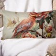 OWNFEELING Home Decor Pink Flowers and Birds Pattern Luxurious Velvet