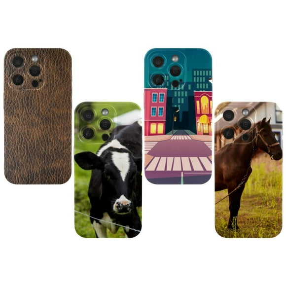 OWNHE Brown Horse Pattern 4-Pack TPU Soft Case Set for iPhone 14 Pro/14 Pro Max/15 Pro/15 Pro Max, Attractive Personalized Pattern Printed Phone Covers