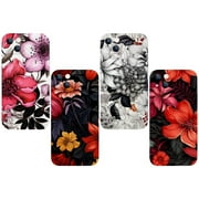 OWNHE Ink Plant Pattern 4-Pack Trendy Protective Phone Case Quad-Pack for iPhone 14/14 Plus/15/15 Plus – Durable TPU Printed Covers with Exclusive Designs