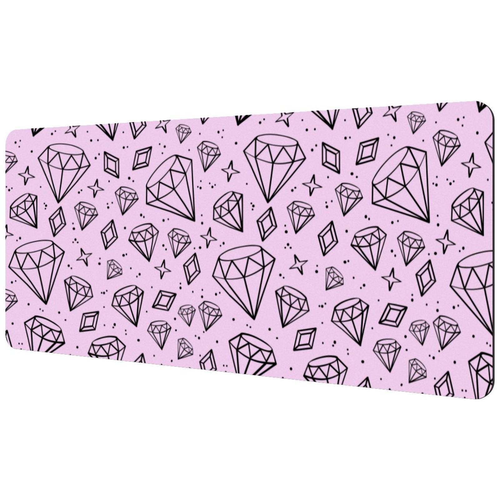 OWNHE Pink Diamond Pattern 1 Pattern Rectangular Extended Desk Pad with ...