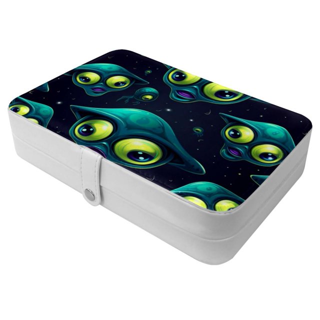 OWNMEMORY Alien Pattern Portable PU Leather Necklace Organizer with