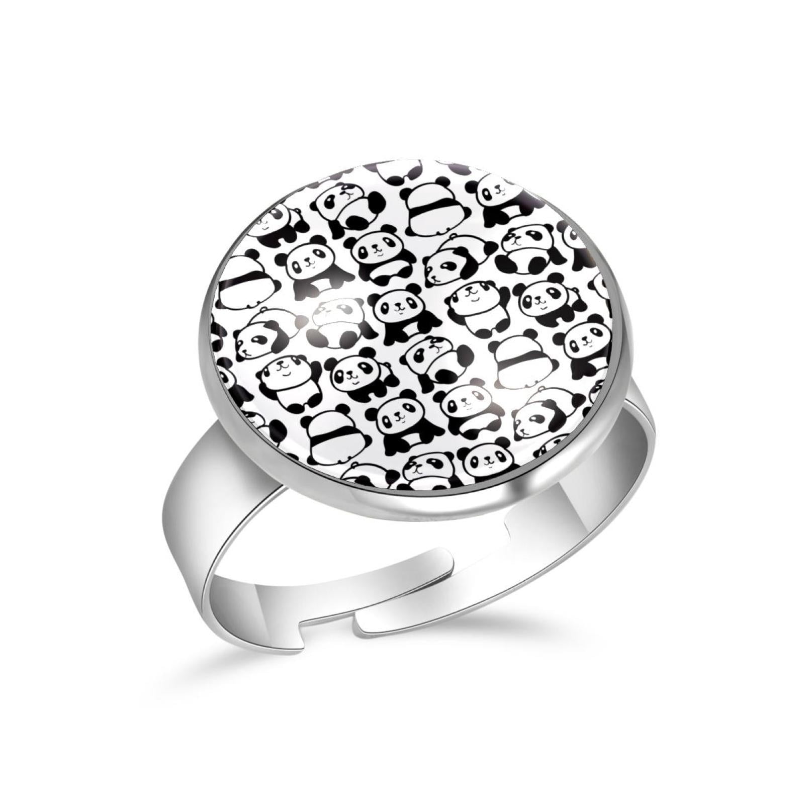OWNMEMORY Chinese Panda Pattern Playing Black White Pattern Stainless ...