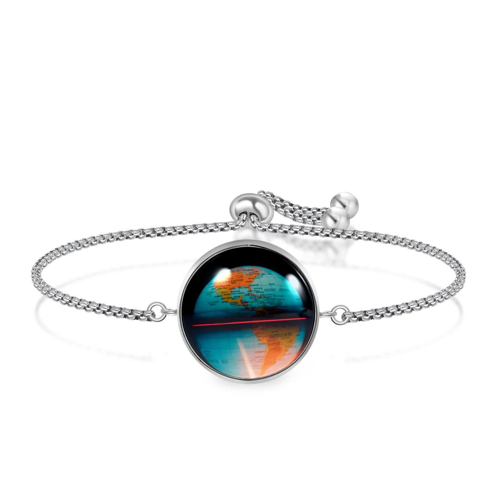 OWNMEMORY Earth Map Globe Pattern Stainless Steel Pattern Adjustable ...