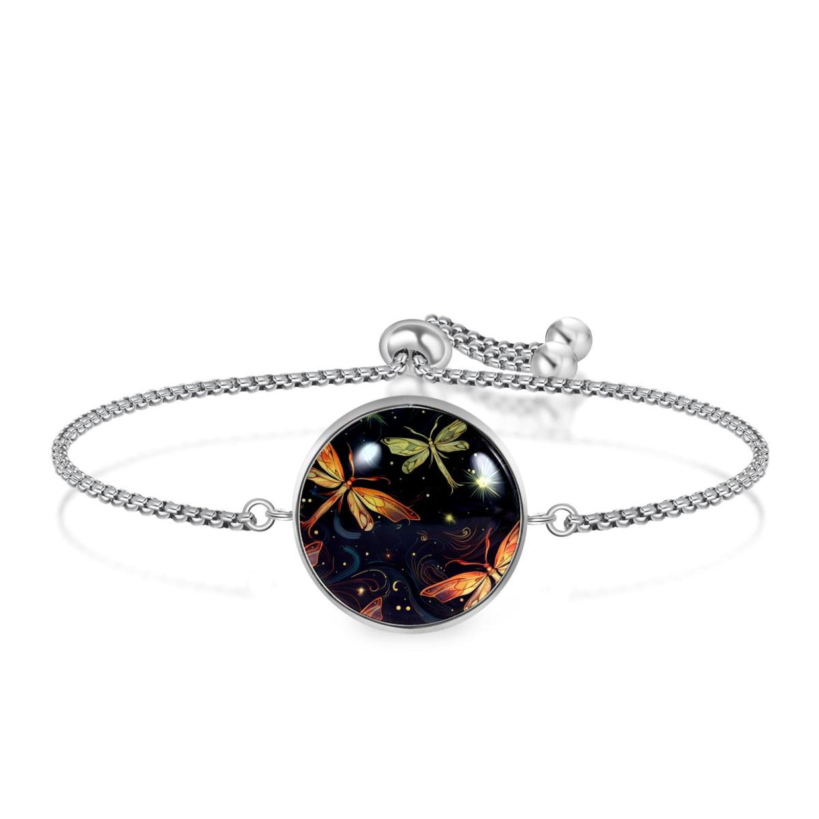OWNMEMORY Firefly Pattern Pattern Stainless Steel Adjustable Bracelet ...