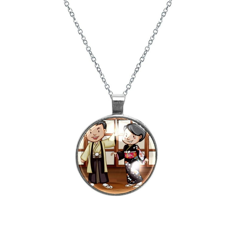 OWNMEMORY Japanese Couple Wearing Traditional Kimono Animal