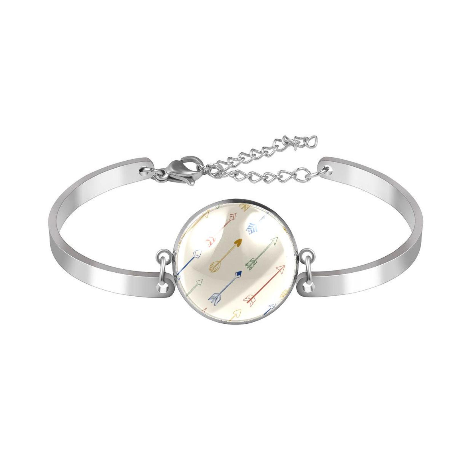 OWNMEMORY Line Colorful Arrow Retro Pattern Adjustable Stainless Steel ...