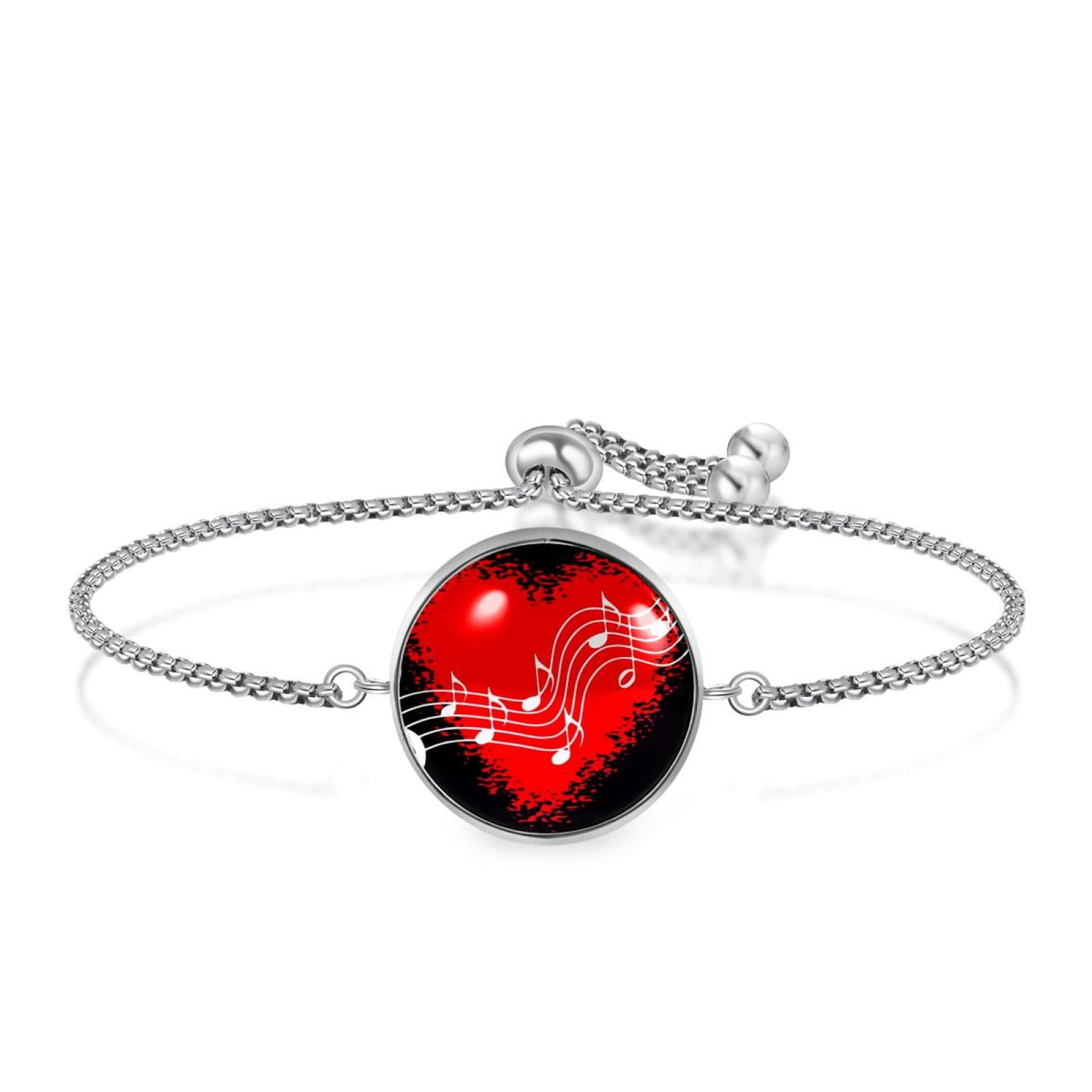 DOLON 4PCS Music Note Charm Bracelets Set - Adjustable String Bracelets For Music Lovers