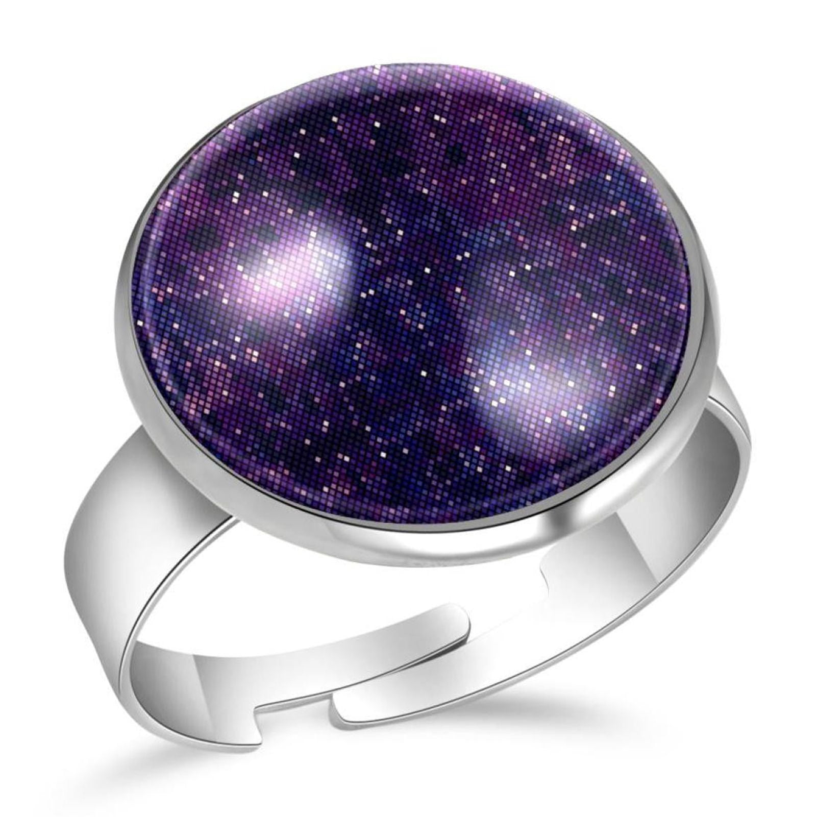 OWNMEMORY Pixelated Purple Outer Space Universe Pattern Thumb Ring ...