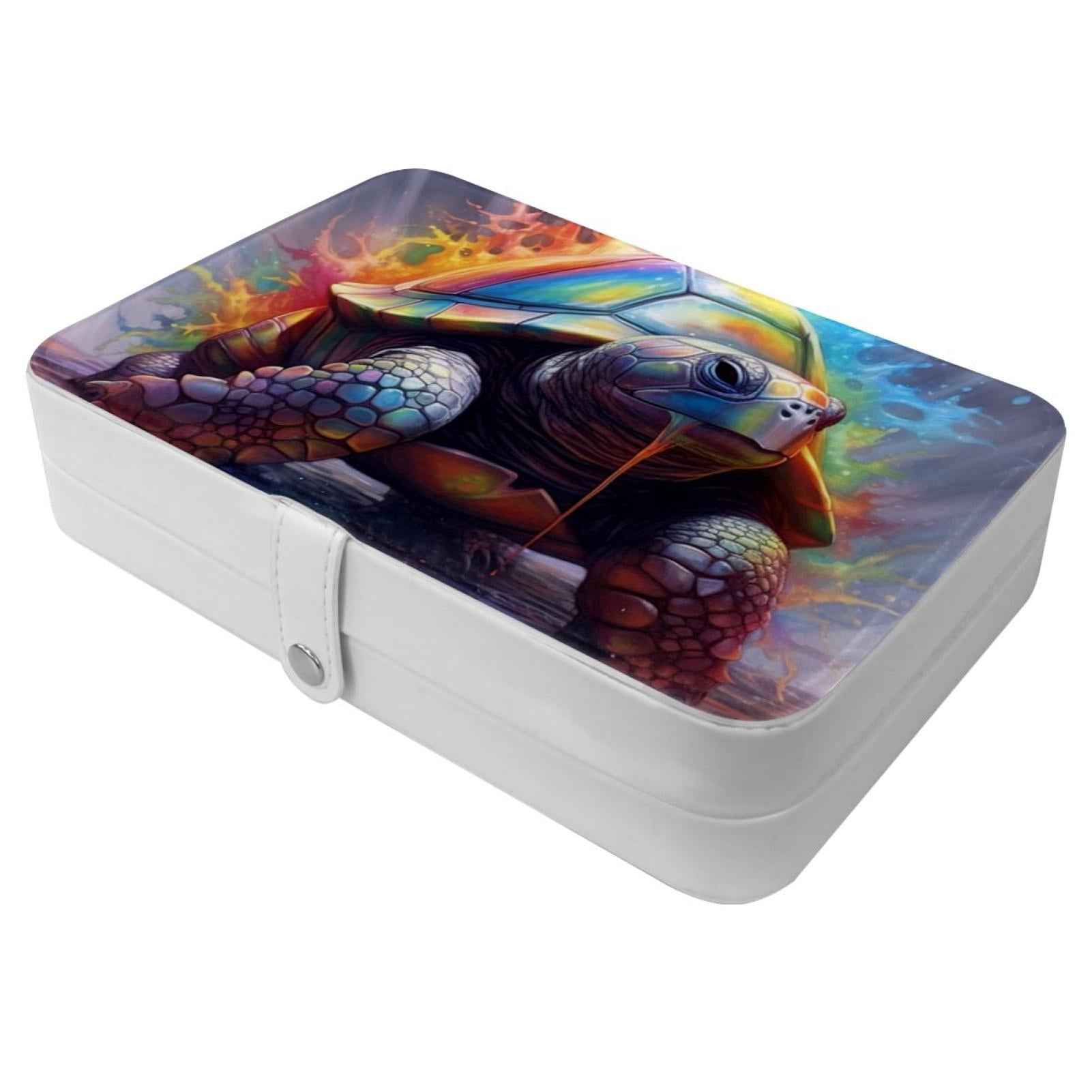 OWNMEMORY Sea Turtle Pattern Portable PU Leather Necklace Organizer ...