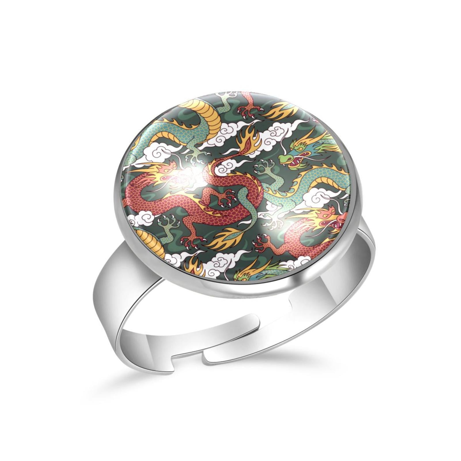 OWNMEMORY Traditional Chinese Dragon Pattern Thumb Ring Jewelry ...