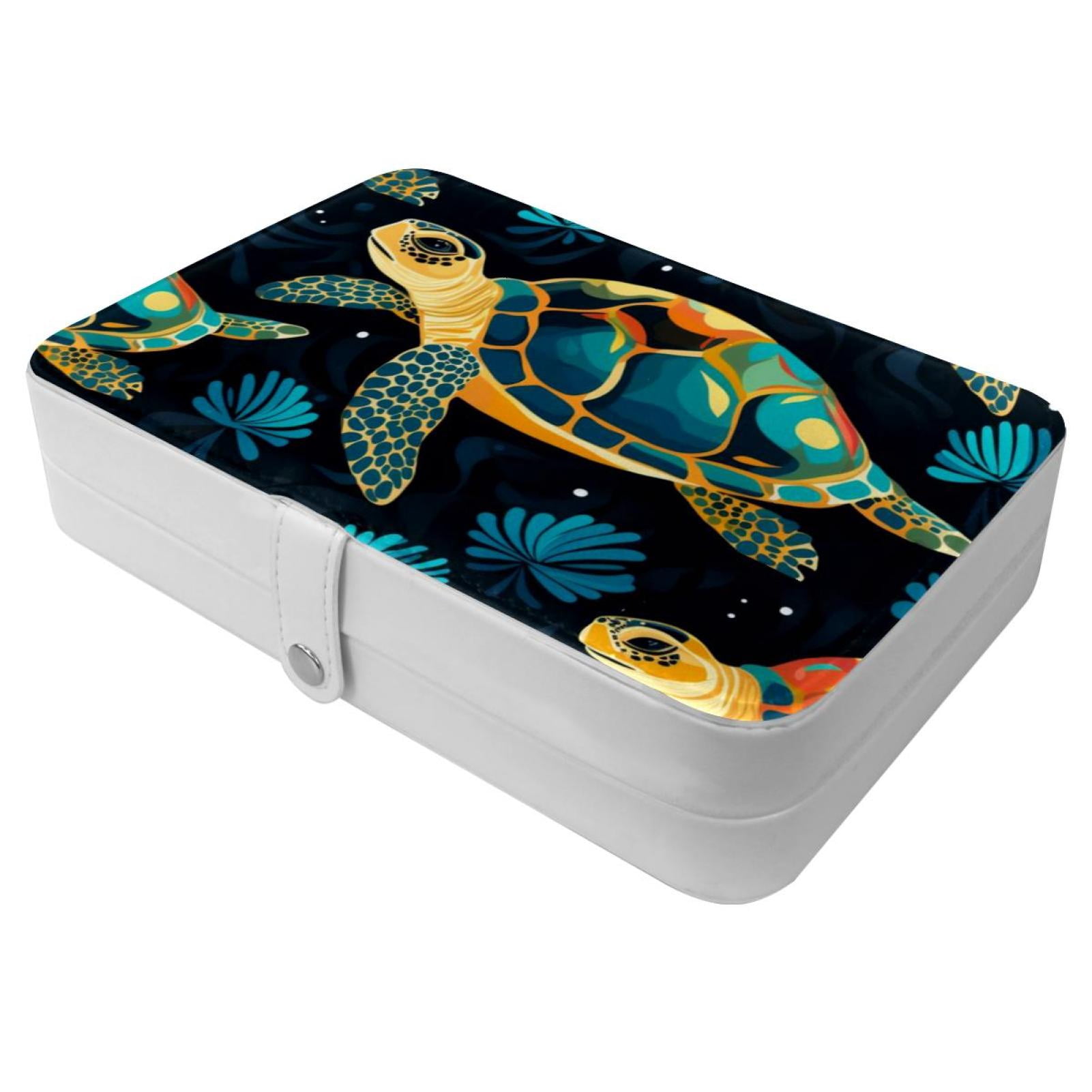 OWNMEMORY Turtle Pattern Portable PU Leather Necklace Organizer with ...