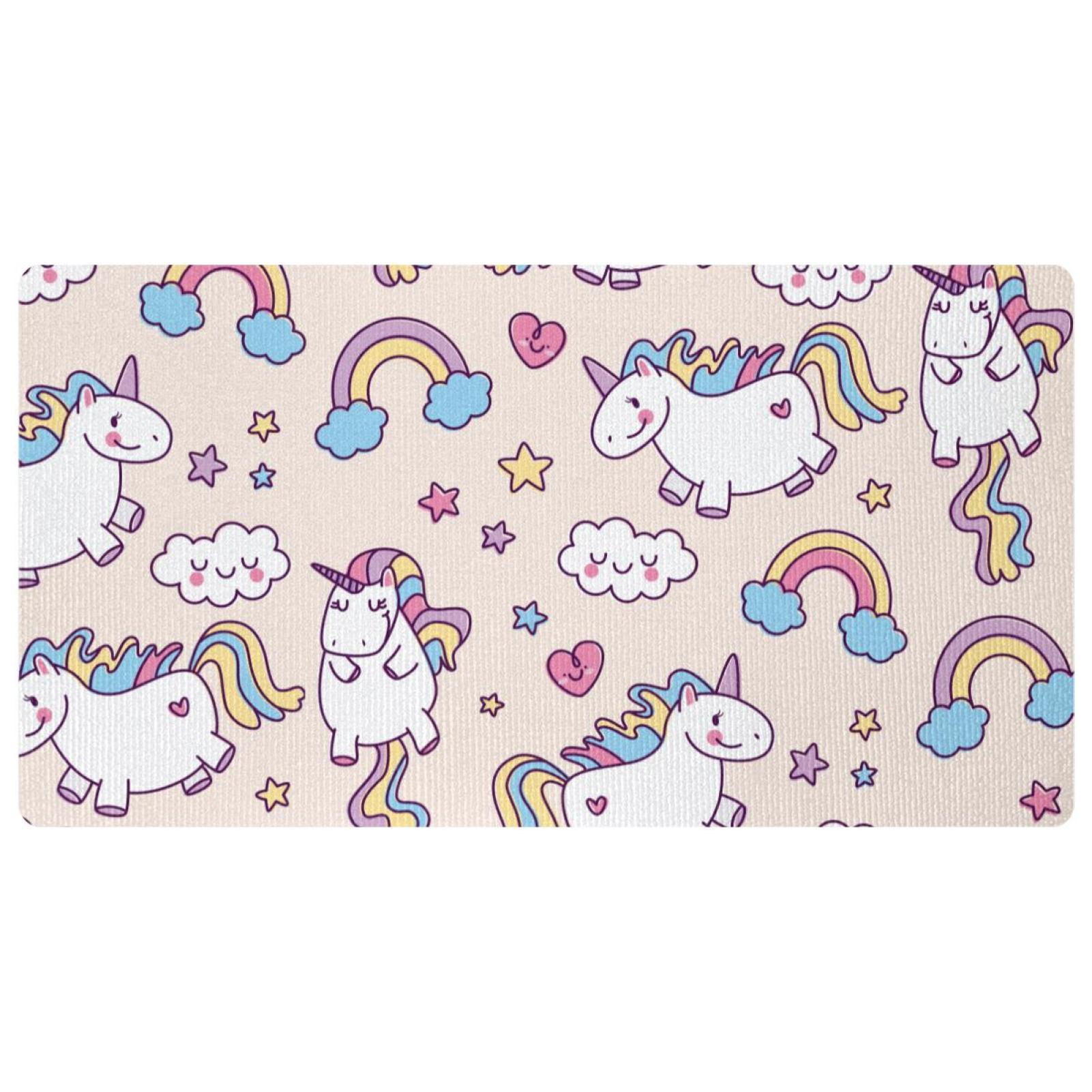 OWNNI Cute Cartoon Unicorns Rainbow Clouds Pattern Rectangular Kitchen ...