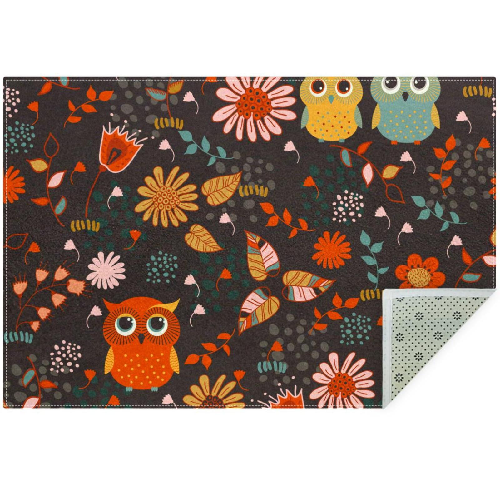 OWNNI Home Decor Cartoon Owls Pattern Modern Polyester Office Rug