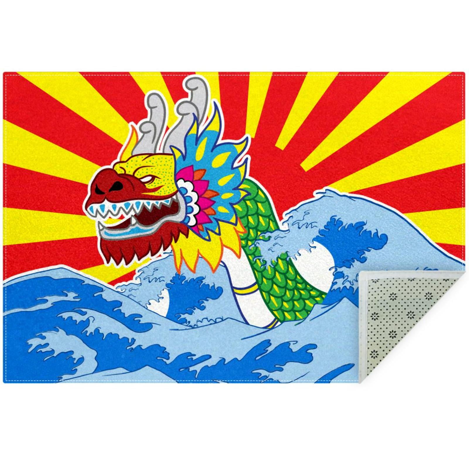 OWNNI Home Decor Dragon Boat Festival China Pattern Modern Polyester Office Rug AntiFatigue