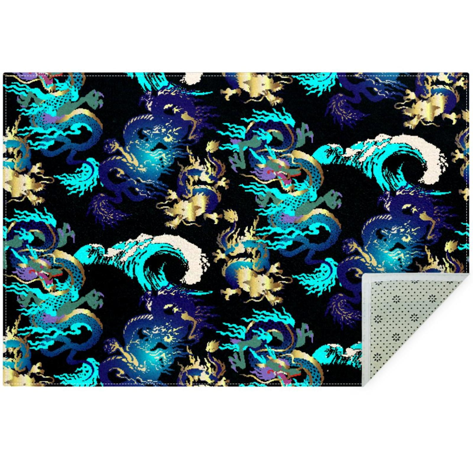 OWNNI Home Decor Dragon Pattern Pattern Modern Polyester Office Rug AntiFatigue RightAngle