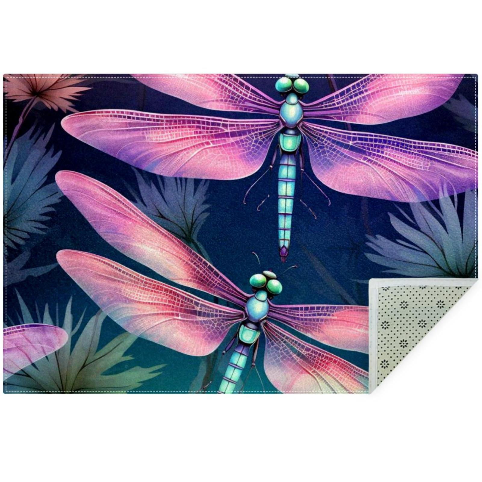 OWNNI Home Decor Dragonfly Pattern Modern Polyester Office Rug - Anti ...