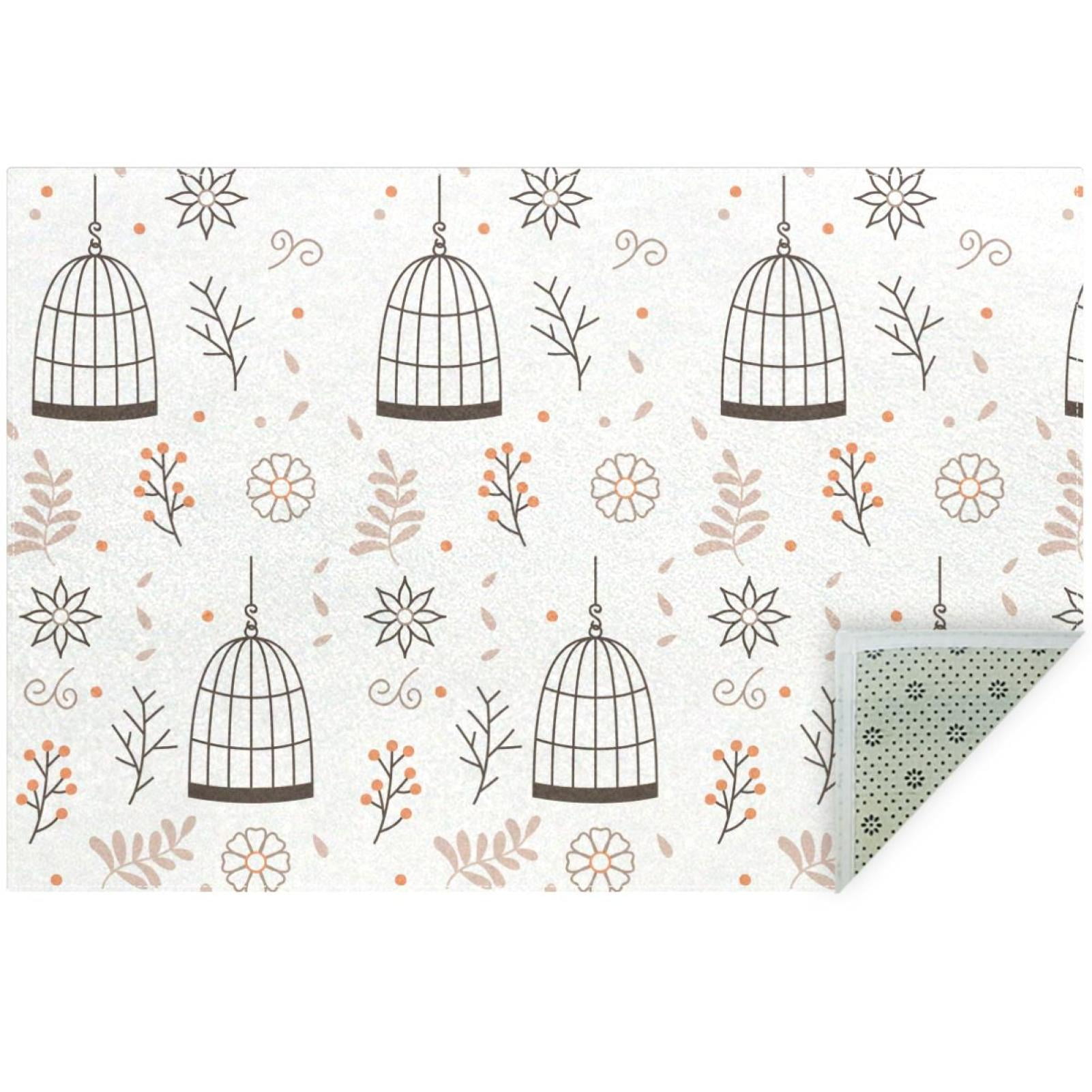 OWNNI Home Decor Hanging Birdcage with Flowers Pattern Modern Polyester