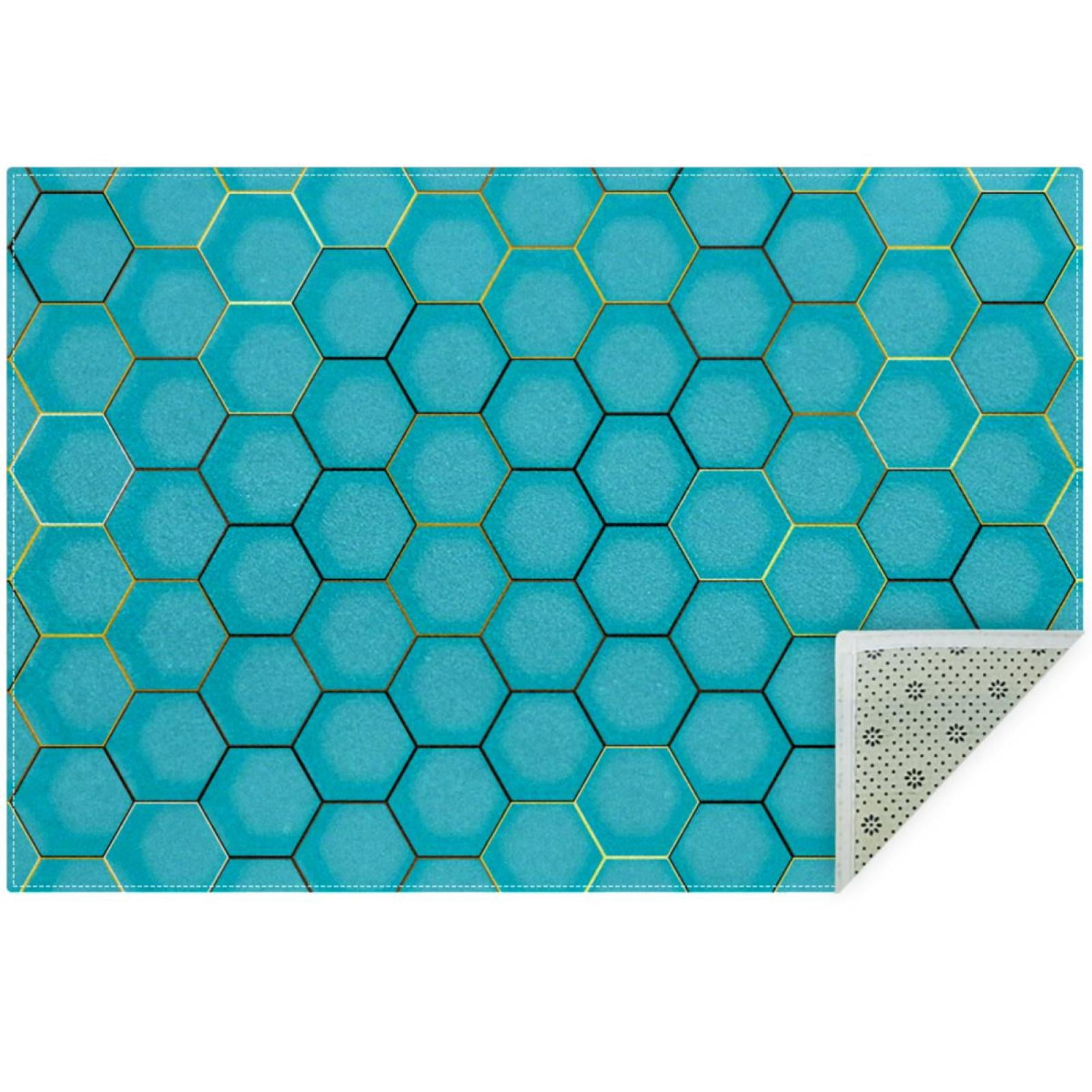 OWNNI Home Decor Hexagon Geometric Texture Blue Pattern Modern