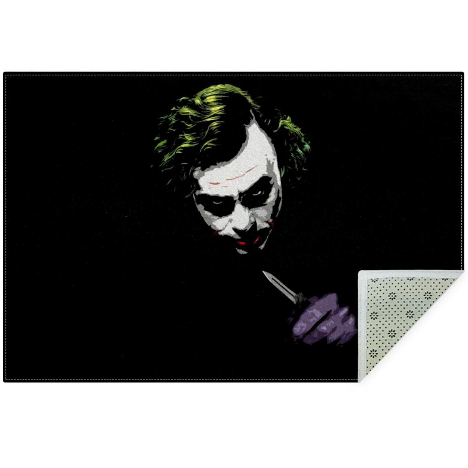 OWNNI Home Decor Joker Black Pattern Modern Polyester Office Rug Anti