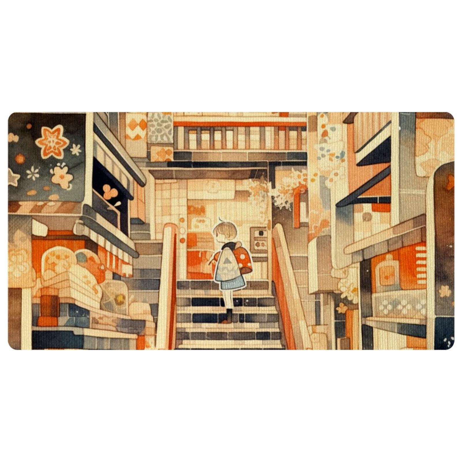 OWNNI Home Decor Little Girl Walking Through Gion Pattern Rectangular ...