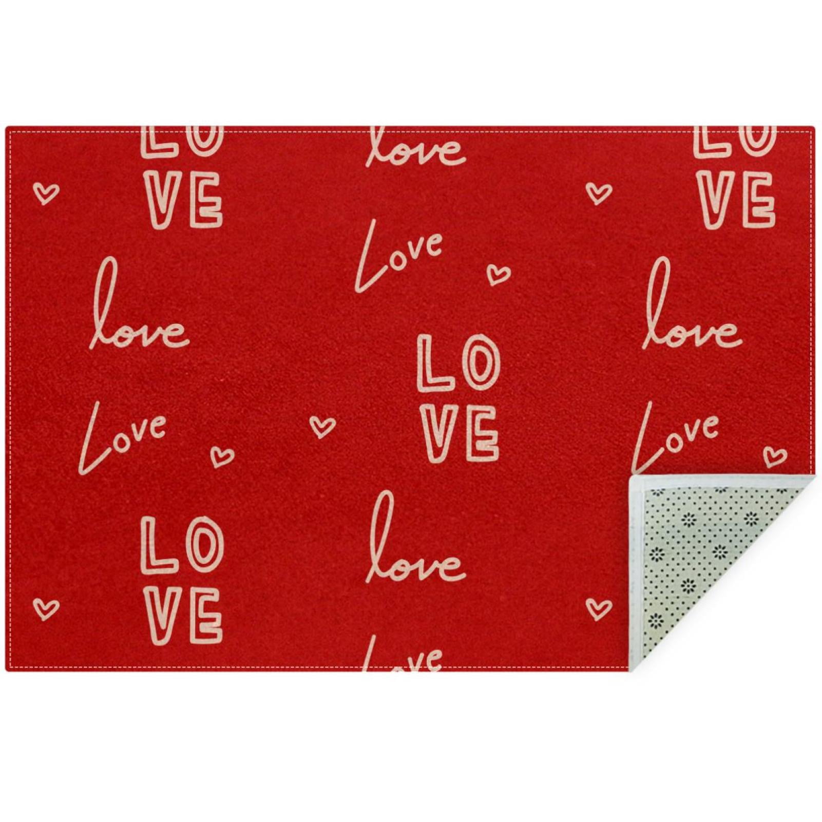 OWNNI Home Decor Love Letter Pattern Modern Polyester Office Rug - Anti ...