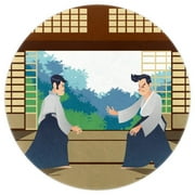 OWNNI Home Decor Man Practicing Aikido in the Dojo Pattern Elegant Round Polyester Area Rug for Living Room Decor - Soft and Durable Floor Mat