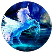 OWNNI Home Decor Pegasus Fancy Pattern Elegant Round Polyester Area Rug for Living Room Decor - Soft and Durable Floor Mat