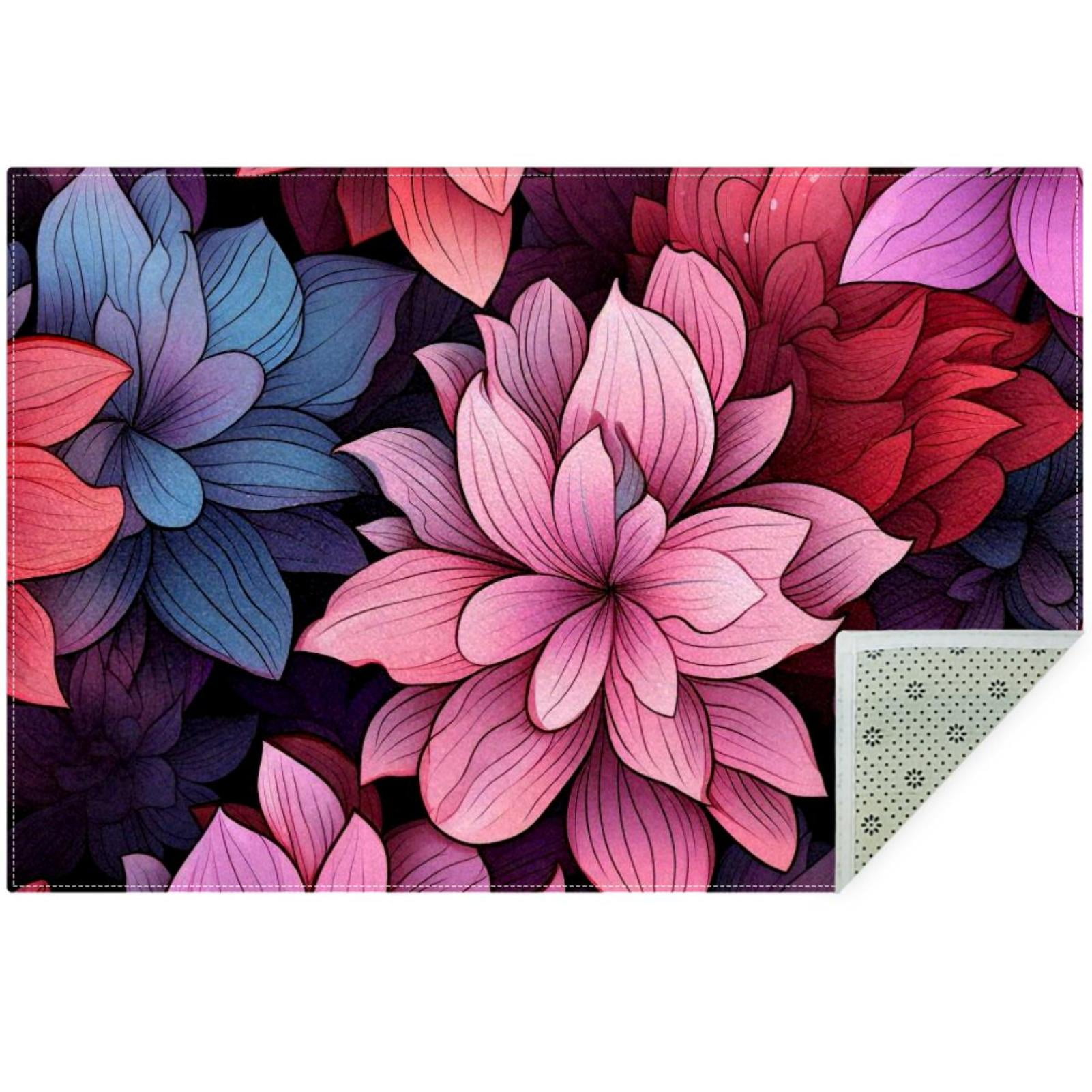 OWNNI Home Decor Petals Flowers Pattern Modern Polyester Office Rug ...