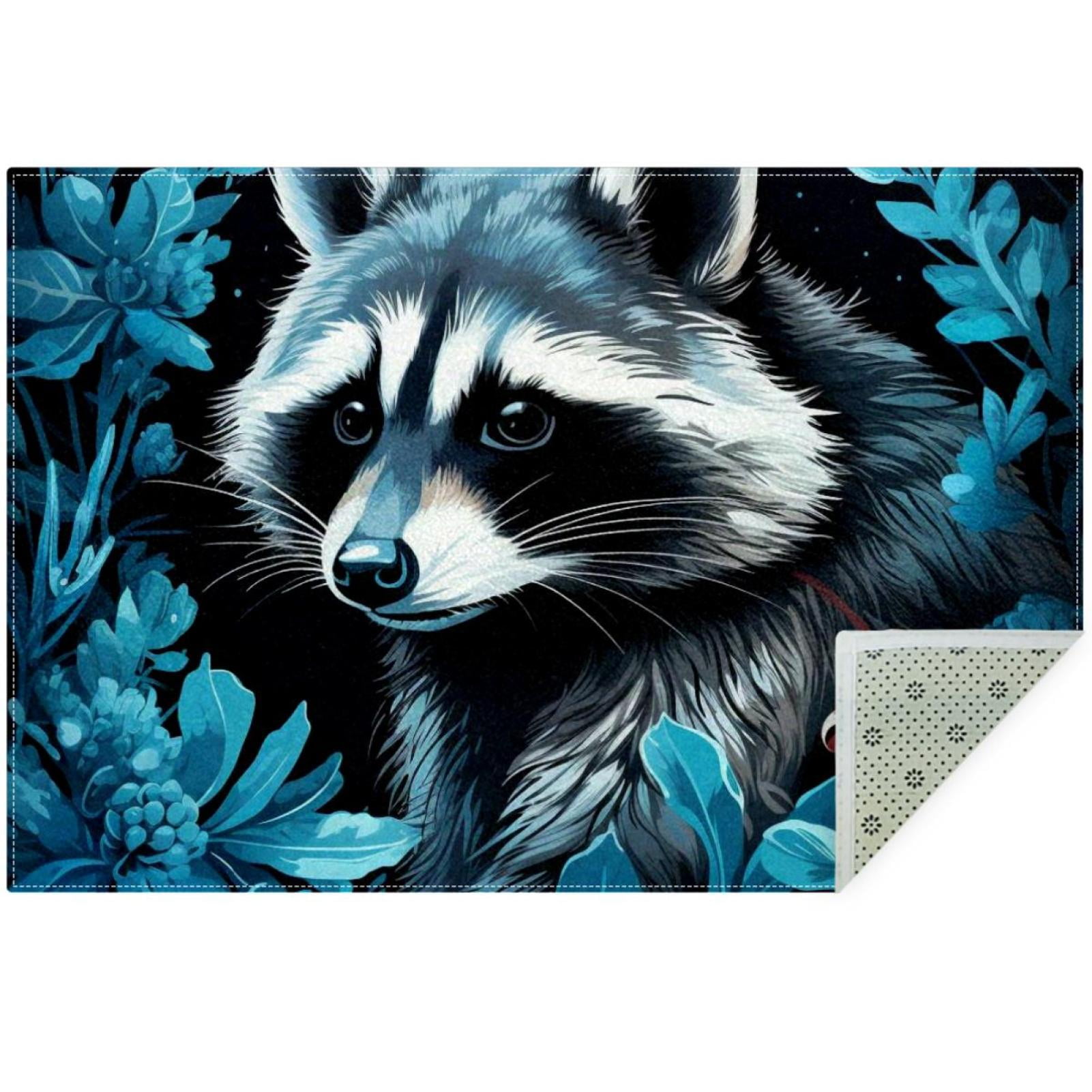 OWNNI Home Decor Raccoon Pattern Modern Polyester Office Rug - Anti ...