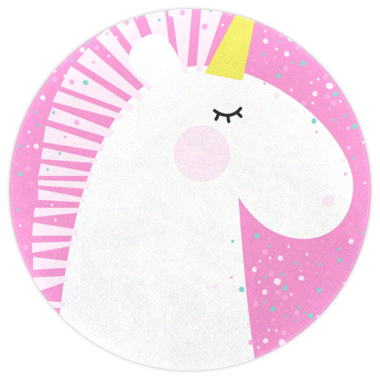 OWNNI Home Decor Unicorn Animal Pink Pattern Elegant Round Polyester ...