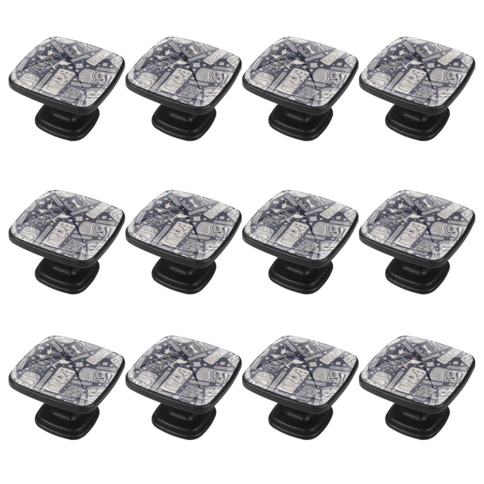 OWNNI Home Decor Vintage Tiki Pattern 12 PCS Square Drawer Pulls with