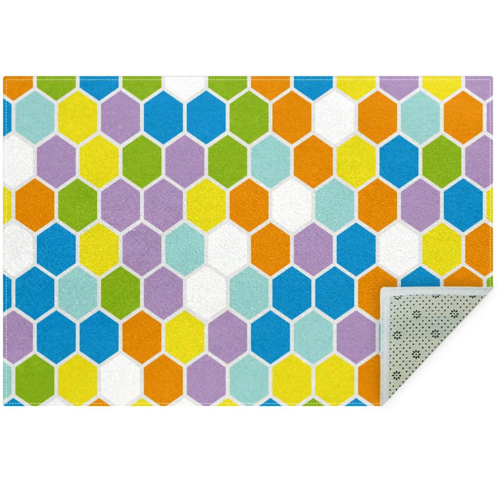 OWNNI Home Decor Yellow Blue White Orange Geometric Hexagon Pattern