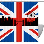 OWNNI Home Decorative Waterproof Shower Curtain Sets - Savor the Art of Bathroom Decor – Durable & Exquisite & Unique British Flag with London Cityscape Pattern