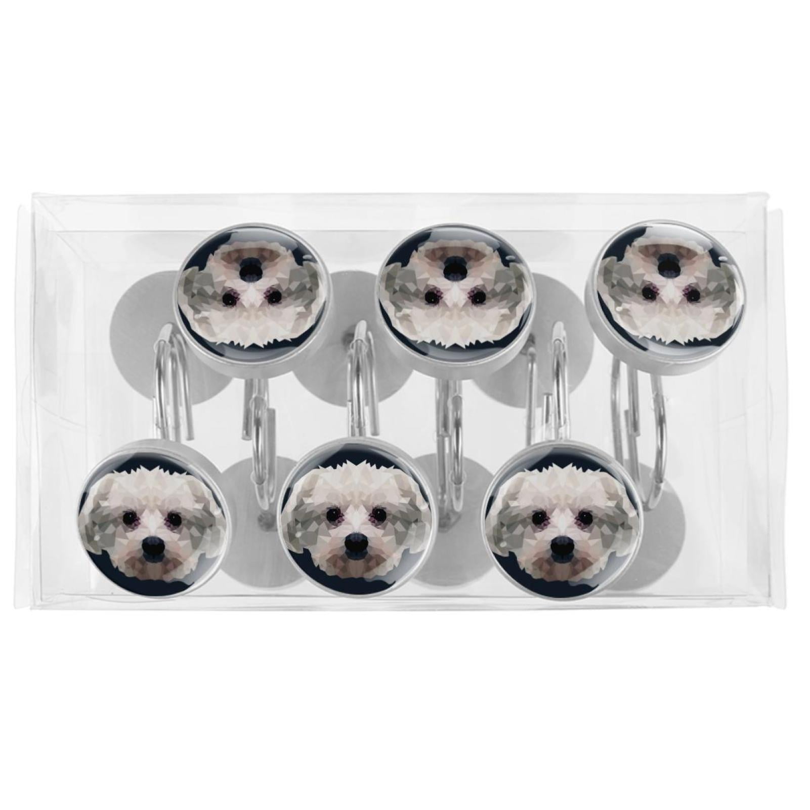 OWNNI Maltese Dog Portrai-01 Pattern 12-Pack Round Hooks, Stainless ...