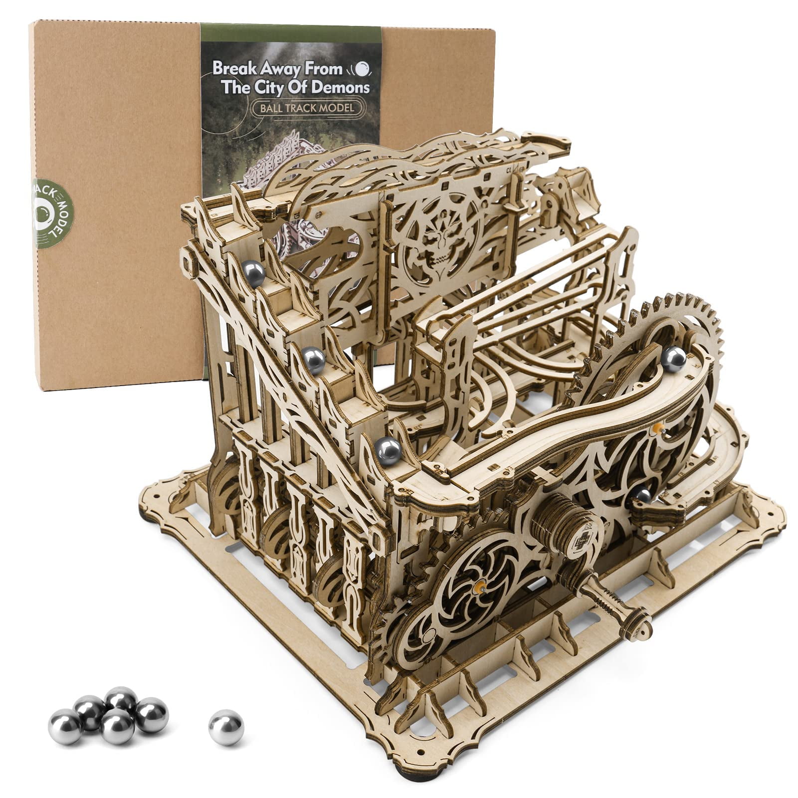 OWNONE 1 3D Wooden EC36 Puzzle Marble Run for Adults, DIY Marble Run