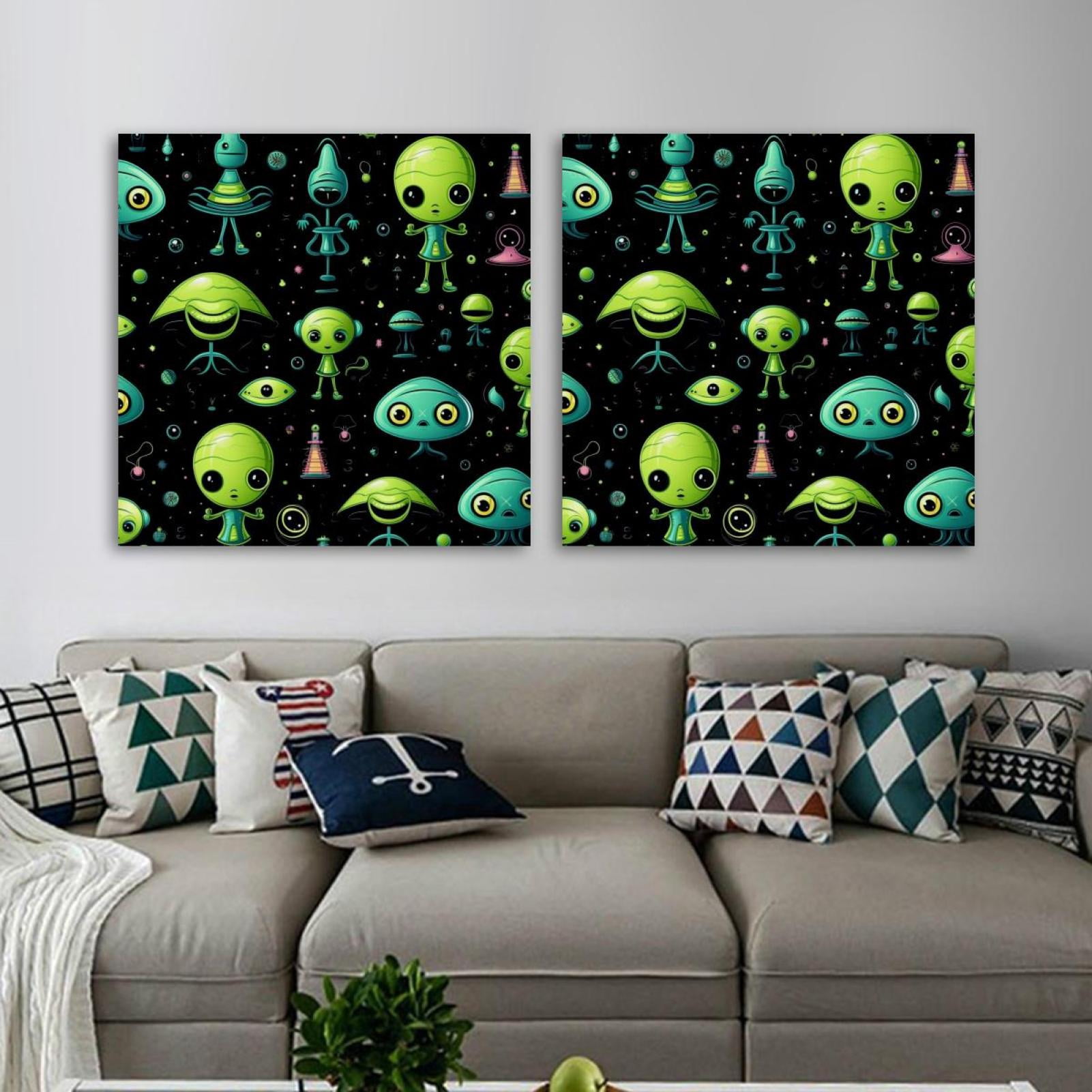 OWNSERIES Alien Pattern 2PC Canvas Wall Art Paintings for Living Room ...