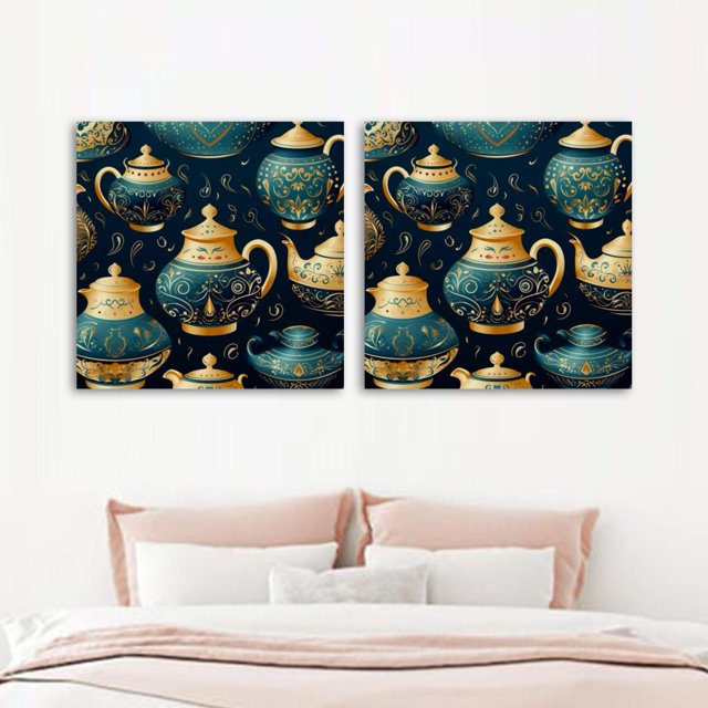 OWNSERIES Arabic Teapot Pattern 2PC Canvas Wall Art Paintings for