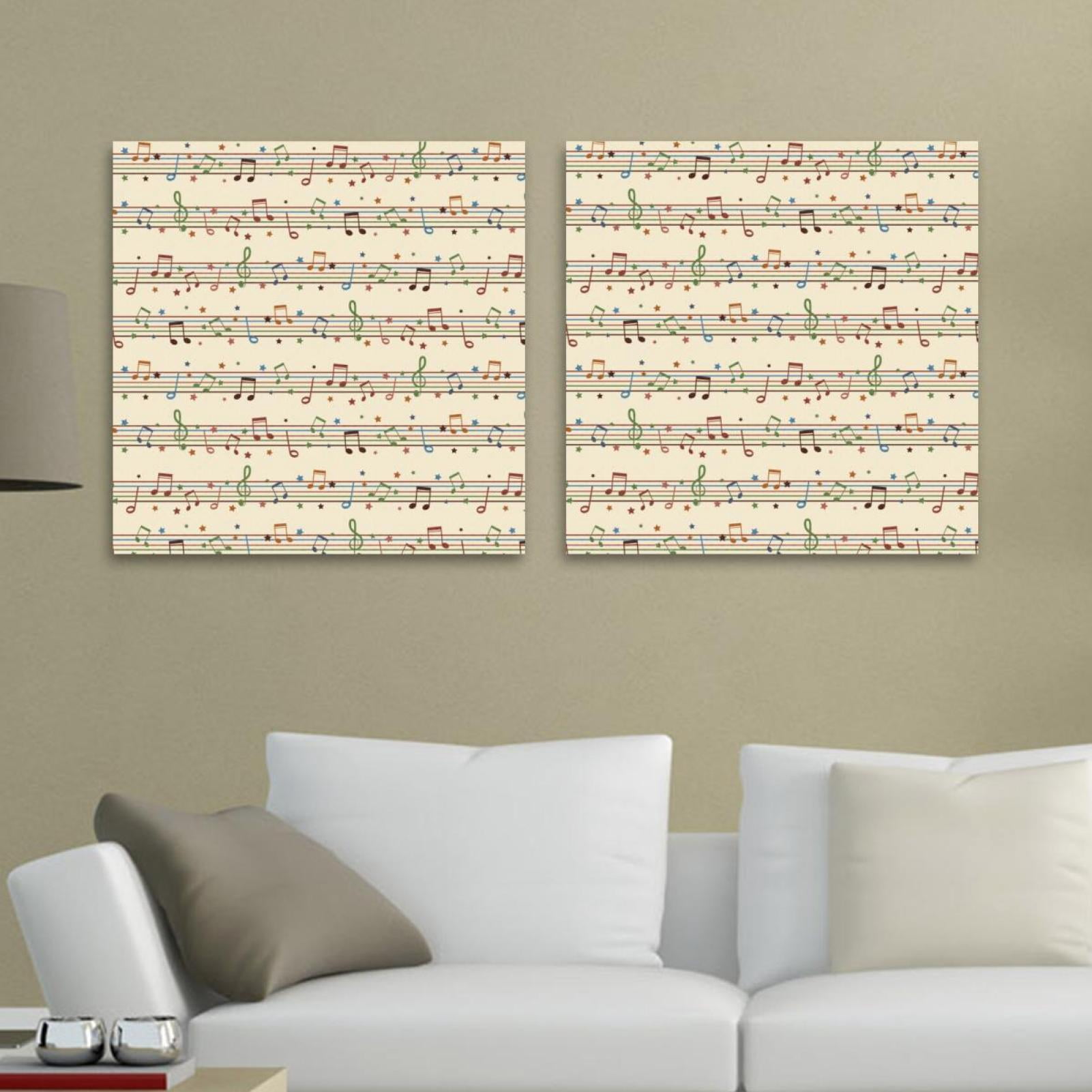 OWNSERIES Background with Musical Notes Pattern 2PC Canvas Wall Art ...