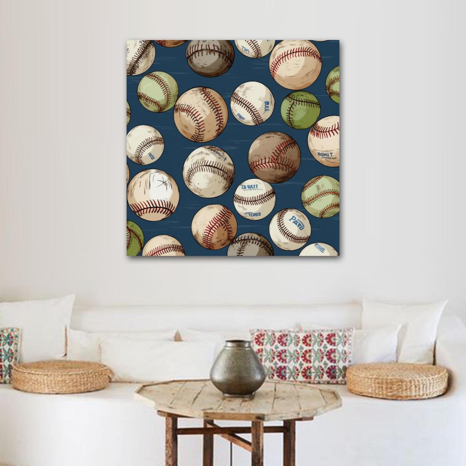 OWNSERIES Baseball Pattern Canvas Wall Art Paintings for Living Room