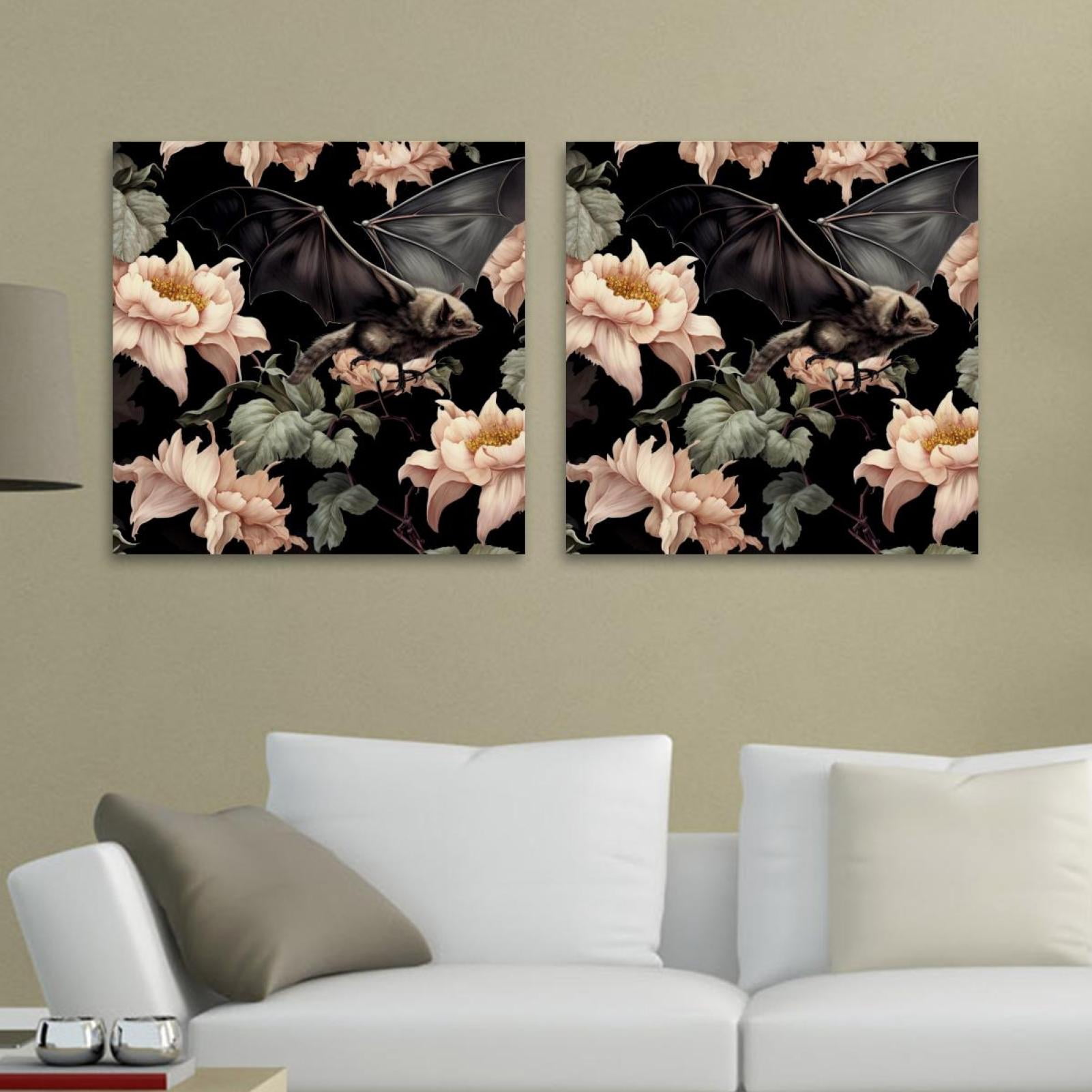 OWNSERIES Bat Pattern 2PC Canvas Wall Art Paintings for Living Room ...
