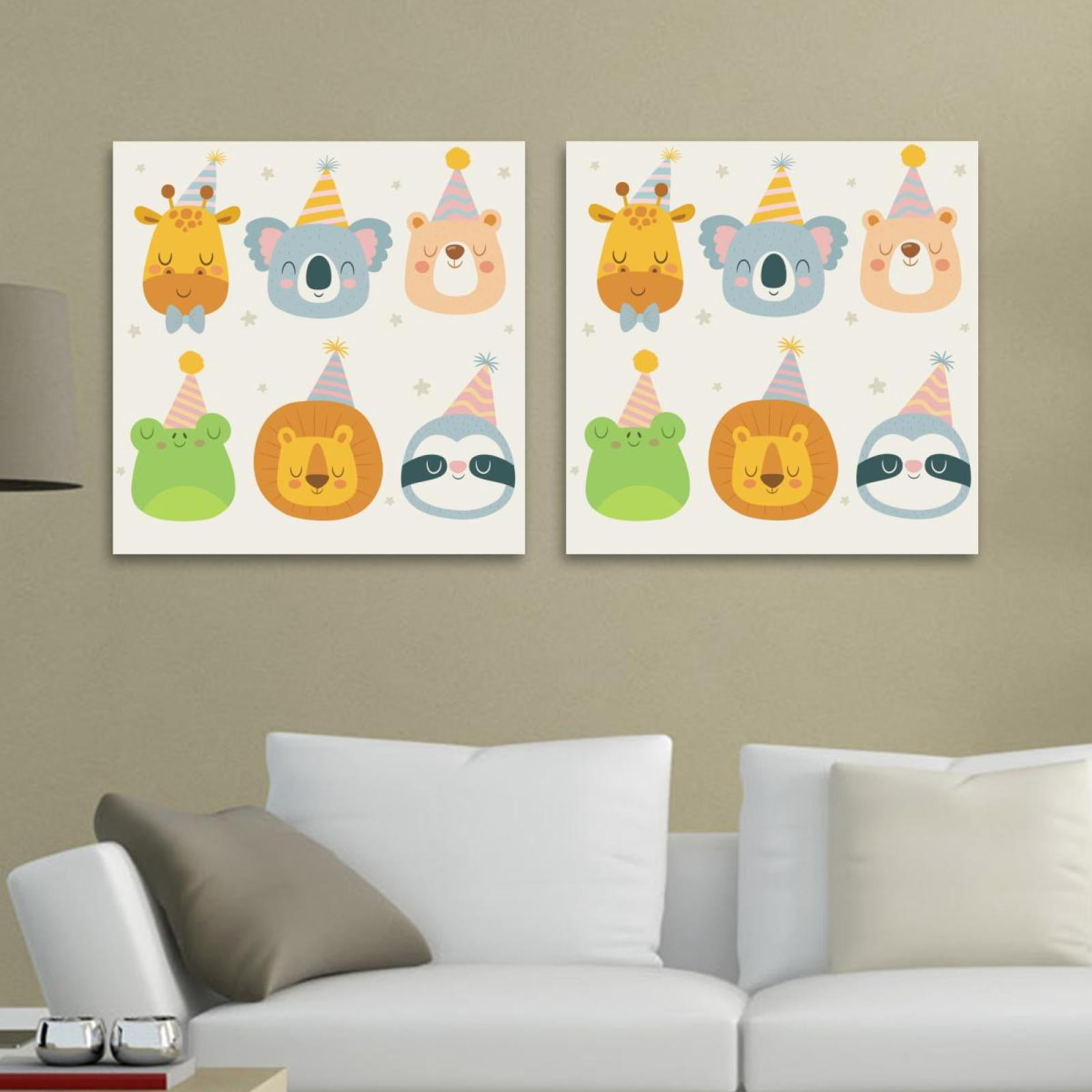OWNSERIES Birthday Animals-01 Pattern 2PC Canvas Wall Art Paintings for ...