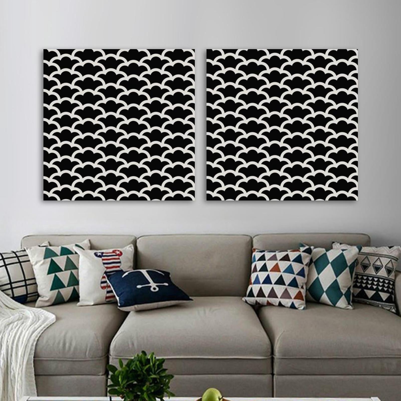 OWNSERIES Black Japanese Cloud Pattern-01 Pattern 2PC Canvas Wall Art ...
