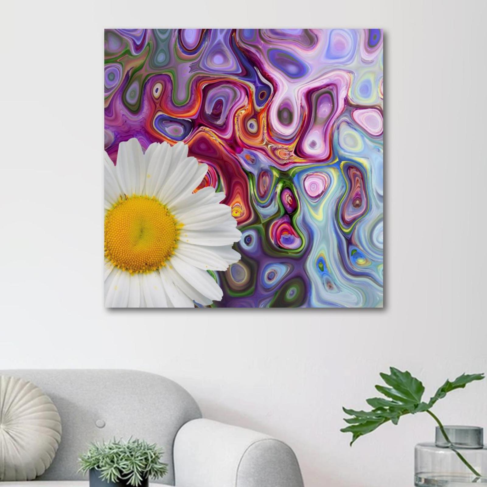 OWNSERIES Blossom White Daisy Flower Abstract Art Pattern Canvas Wall ...