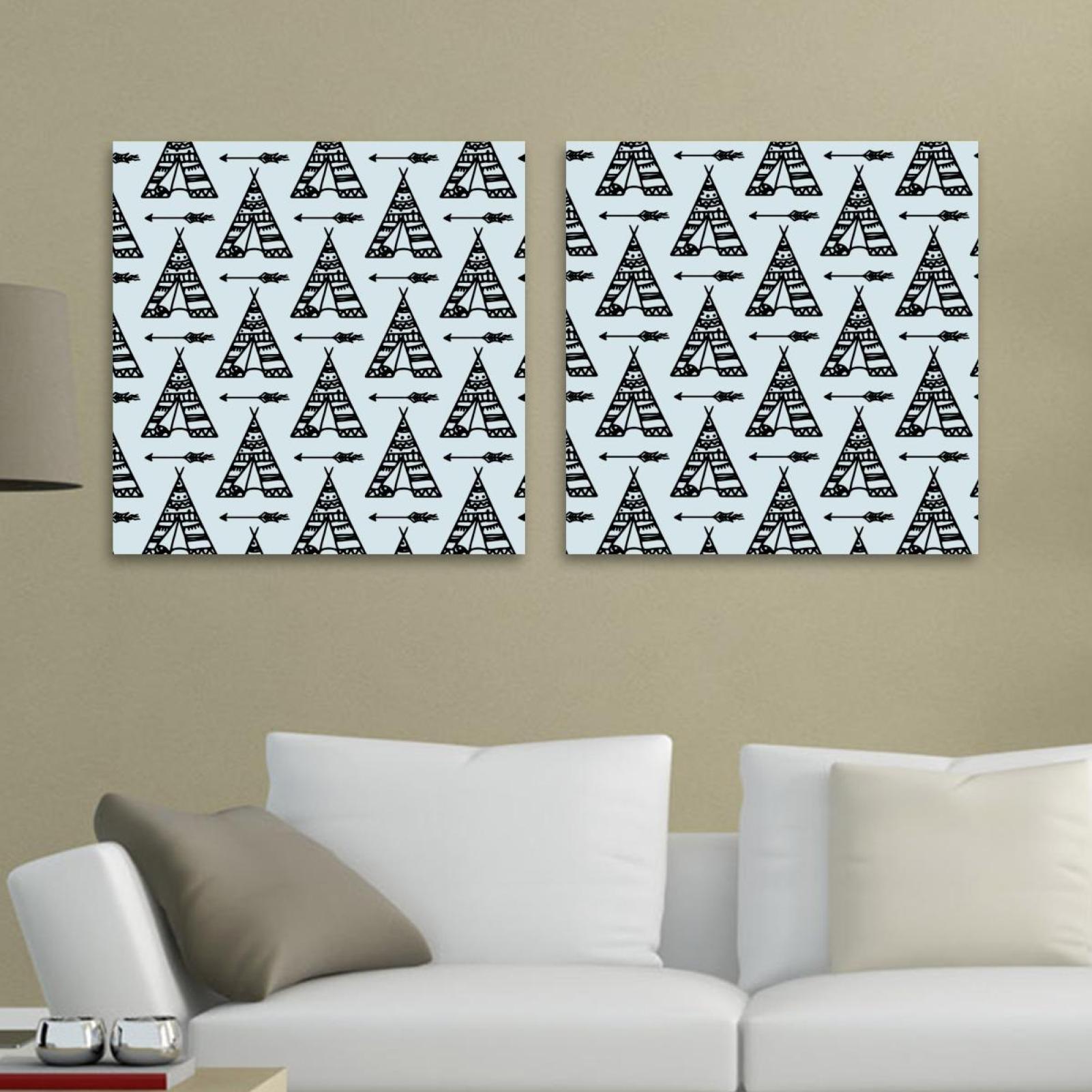 OWNSERIES Blue Boho Tipi Pattern 2PC Canvas Wall Art Paintings for ...